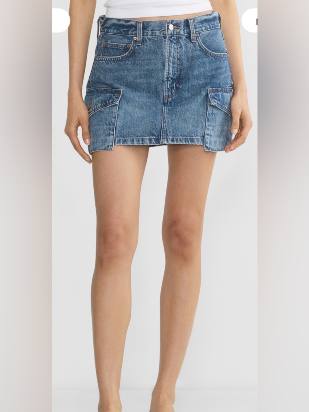 Denim Forum THE '90S MID-RISE CARGO MINI SKIRT , sz: 25 - Picture 2 of 13